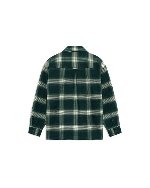 Li-ning Green Badfive Sports Basketball Series Plaid Loose Casual Long Sleeves Shirt 'Dark' for men