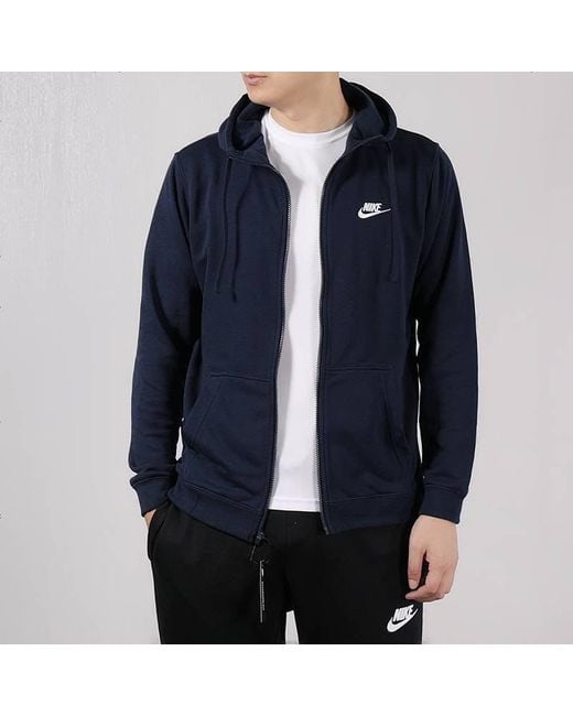 Nike Blue Knit Hooded Casual Sports Jacket for men