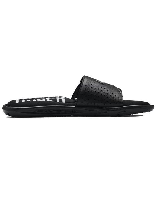 Under Armour Black Ignite 6 Graphic Strap Slide for men