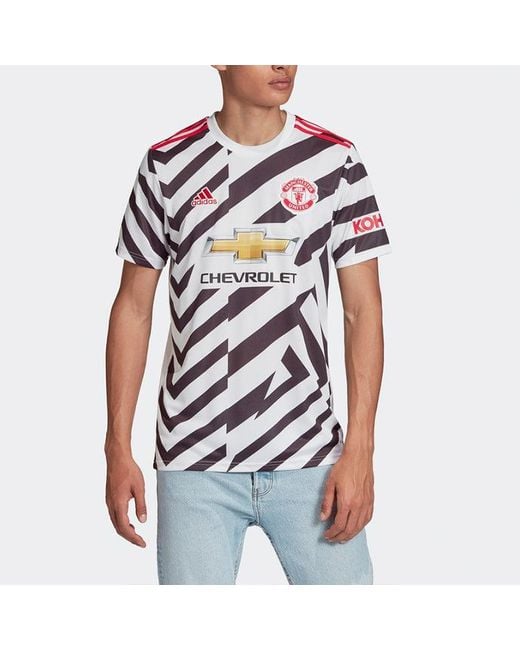 Adidas White Manchester United Away Fan Edition Sports Jersey for men