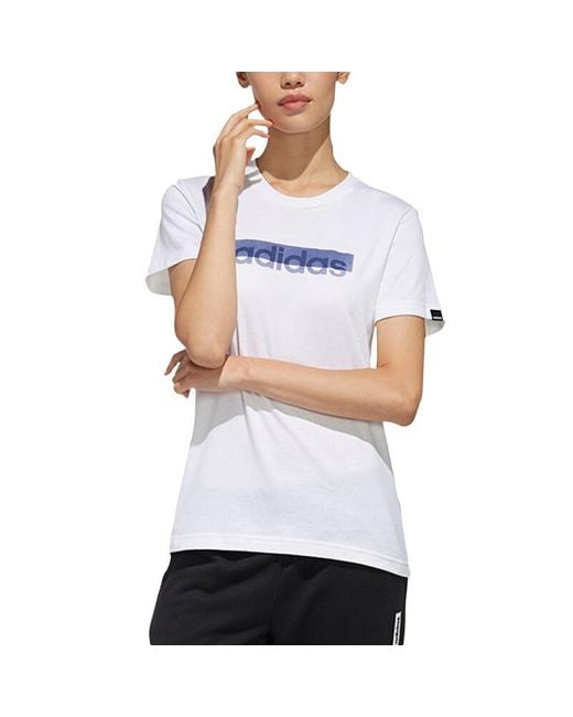 Adidas White (Wmns) Boxed Logo Graphic T-Shirt Asia Sizing