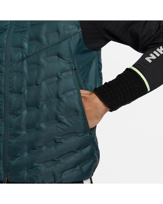 Nike Green Therma-Fit Adv Repel Down Running Vest Asia Sizing 'Dark' for men