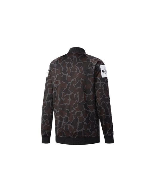 Adidas Black Originals Logo Printing Reversible Camouflage Sports Jacket for men