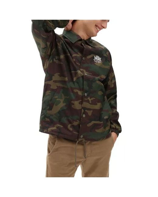 Vans Black Logo Printing Lapel Windproof Jacket Camouflage for men