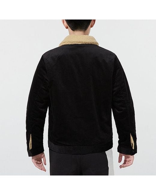 PUMA Black Cord Embroidered Logo Reversible Plush Corduroy Jacket for men