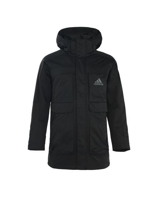 Adidas Black Outdoor Sport Hood Down Jacket And