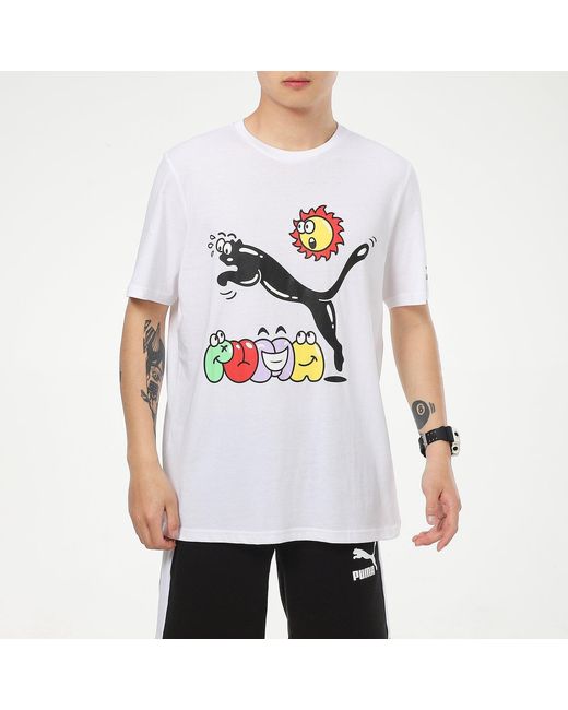 PUMA White Summer Streetwear T-Shirt for men