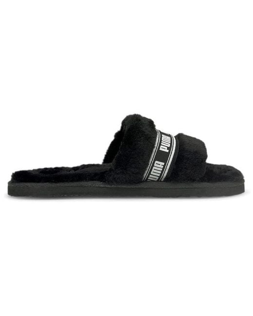 PUMA Black Fluff Slides