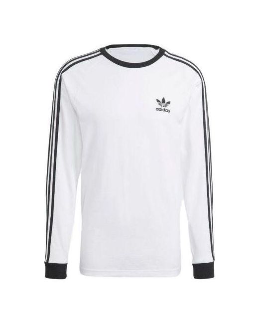 Adidas Originals White 3-stripes Long Sleeve Tee for men