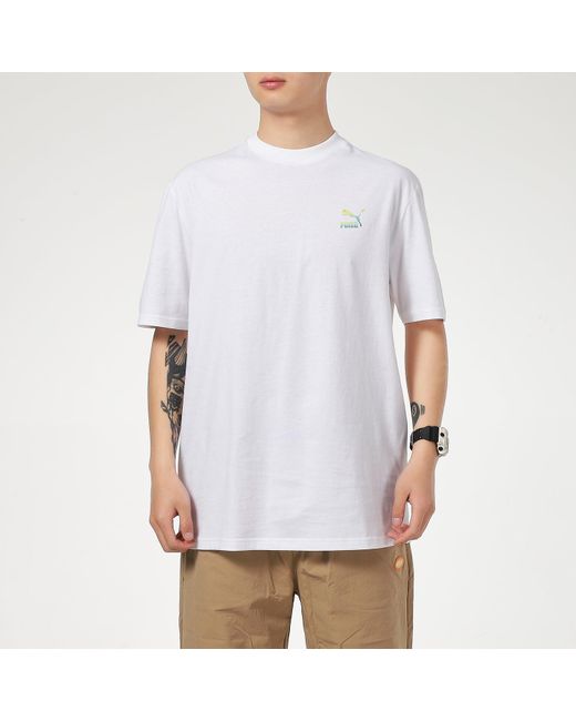 PUMA White Classic Logo Tee for men