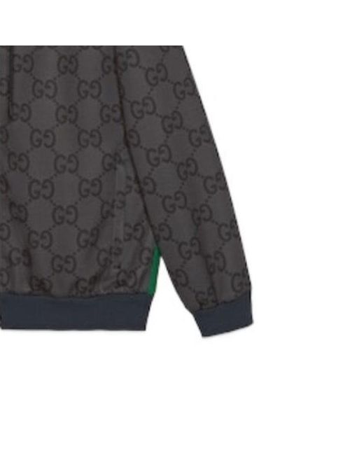 Gucci Gray Jumbo Gg Zip Jacket With Web Dark' for men