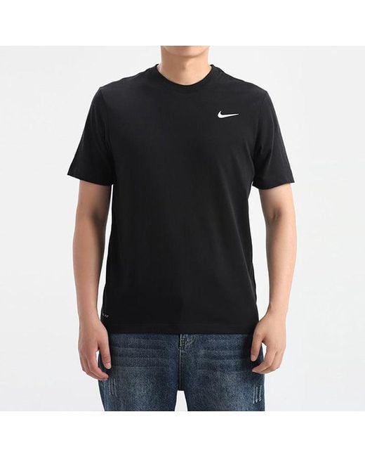 Nike Black Dri-Fit Crew Solid Round Neck Training Short Sleeve for men