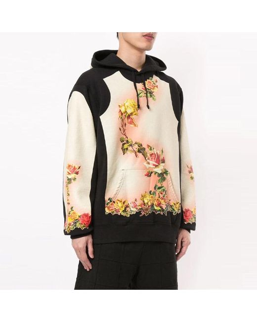 Supreme Black X Jean Paul Gaultier Floral Print Hooded Sweatshirt for men