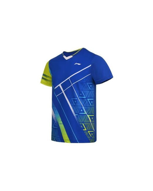 Li-ning Blue Badminton Series Quick Dry Training Tournament T-Shirt 'Crystal' for men