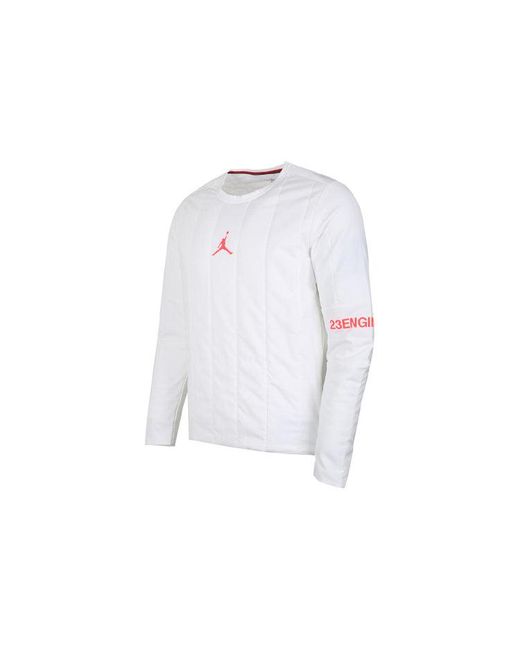 Nike White 23 Engineered Quilted Round Neck Pullover Logo Sports Long Sleeves for men