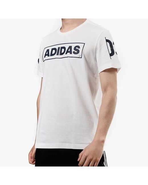 Adidas White Adi 360 Logo Printing Sports Round Neck Short Sleeve for men
