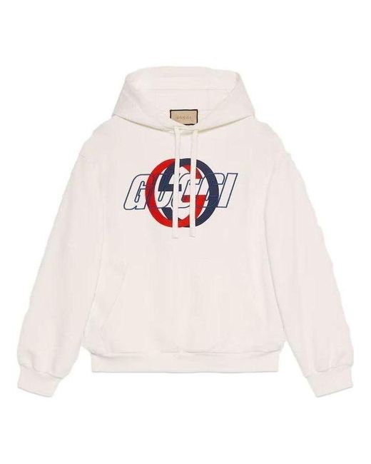 Gucci White Cotton Jersey Hooded Sweatshirt for men