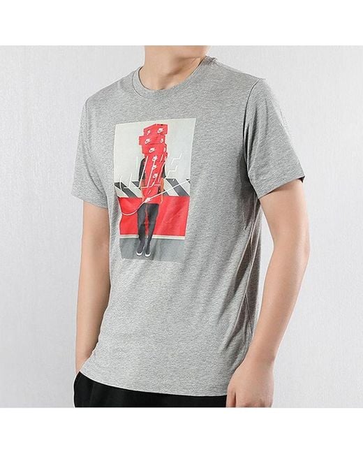 Nike Gray Ftwr Pack2 Shoe Printing Casual Sports Short Sleeve for men