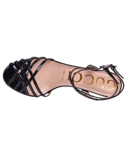 Gucci Black (Wmns) Draconia Patent Strappy Sandals 39