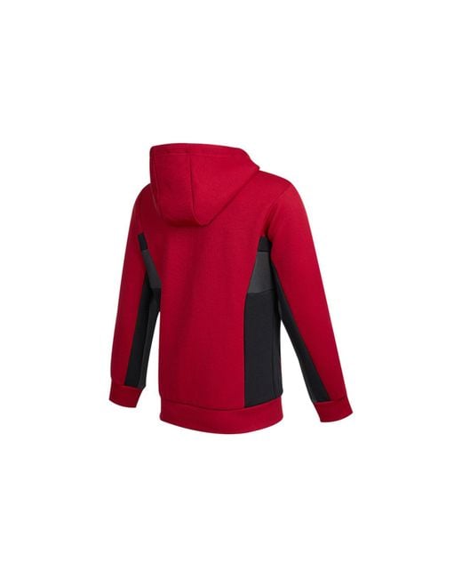 Adidas Red St Kn Spcr Jkt Contrasting Colors Pocket Knit Sports Hooded Logo Jacket for men