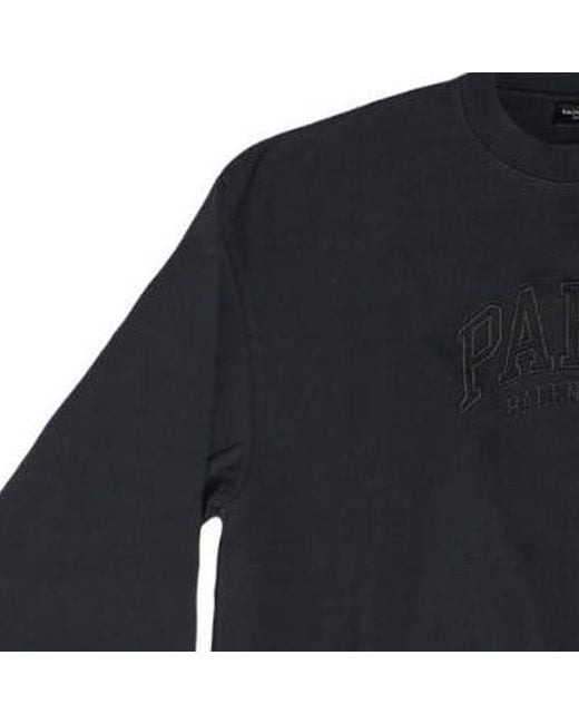 Balenciaga Blue Cities Paris Embroidered Logo Sweatshirt for men
