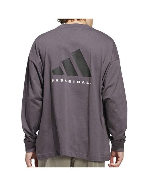 Adidas Gray Basketball Long Sleeves T-Shirt for men