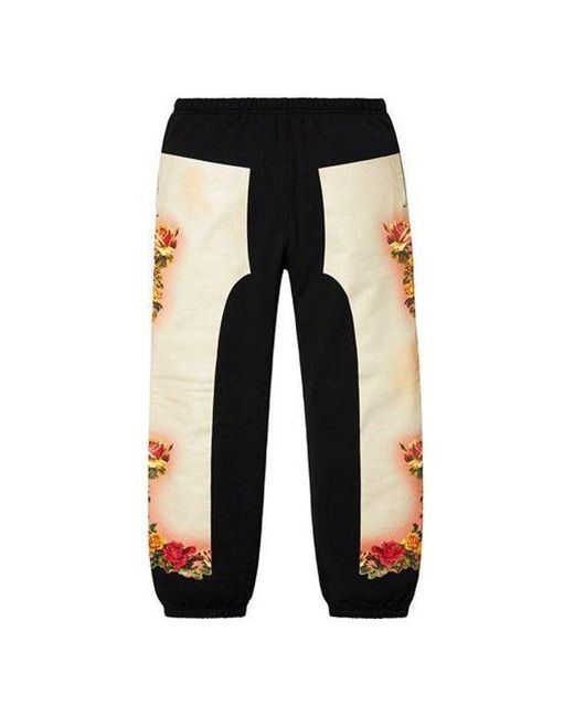 Supreme Black X Jean Paul Gaultier Floral Print Sweatpants for men