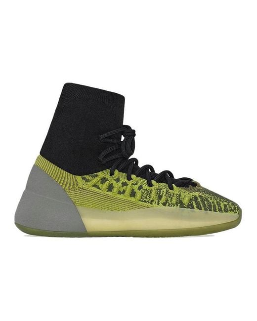 Adidas Green Yeezy Bsktbl Knit Lace Up Sneakers for men