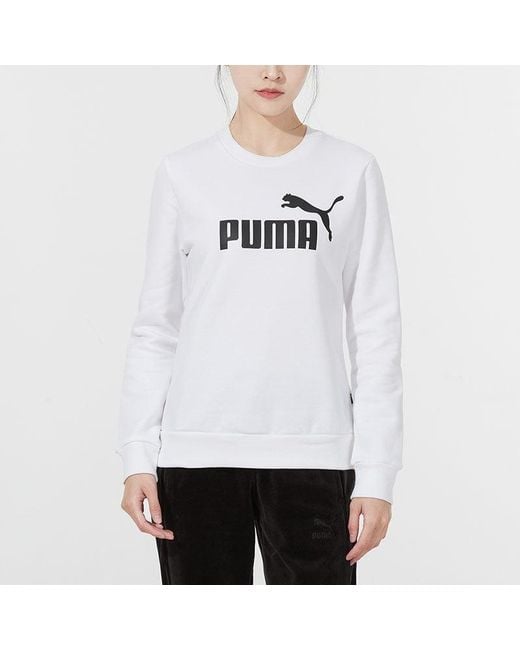 PUMA White (Wmns) Essential Logo Fleece Crew Neck Sweater