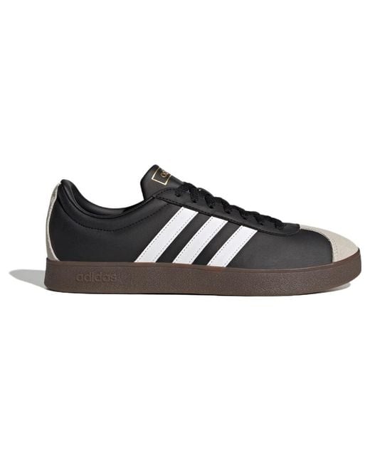 Adidas Black Vl Court Shoes Gum' for men