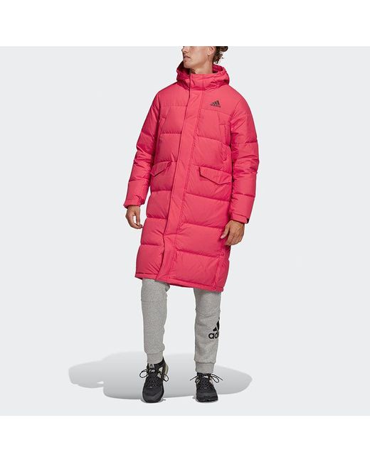 Adidas Red Stay Warm Sports Hooded Down Jacket for men