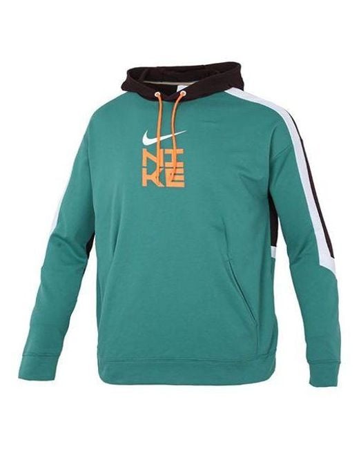 Nike Green Logo Printing Colorblock Pullover Lake for men