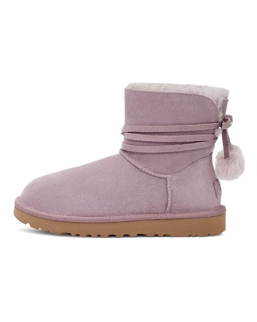 Ugg Purple (Wmns) Mini Bailey Bow Pom 'Taupe'