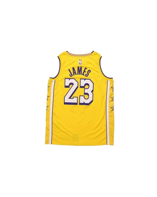 Nike Yellow Nba City Limited Basketball Vest Sw Fan Edition 19-20 Season Lakers Lebron James 23 for men