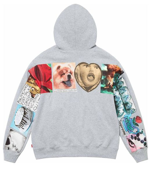 Supreme Gray Spread Zip Up Hooded Sweatshirt for men