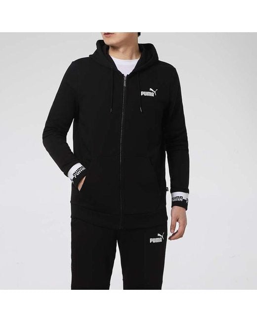 PUMA Black Amplified Full-Zip Hoodied Jacket for men