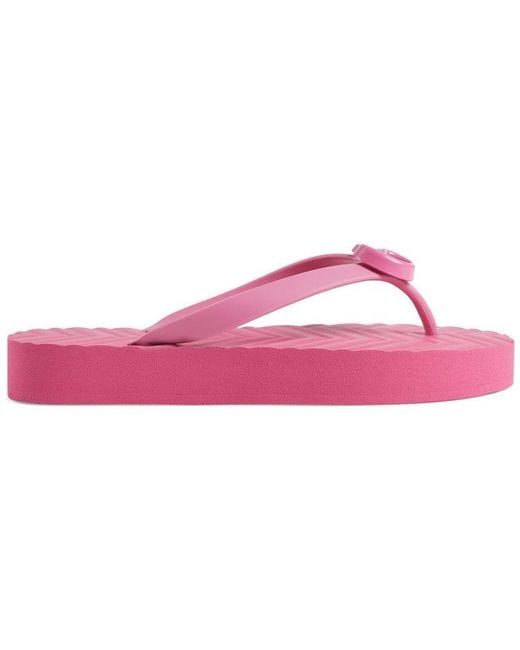 Gucci Pink Chevron Thong Sandal