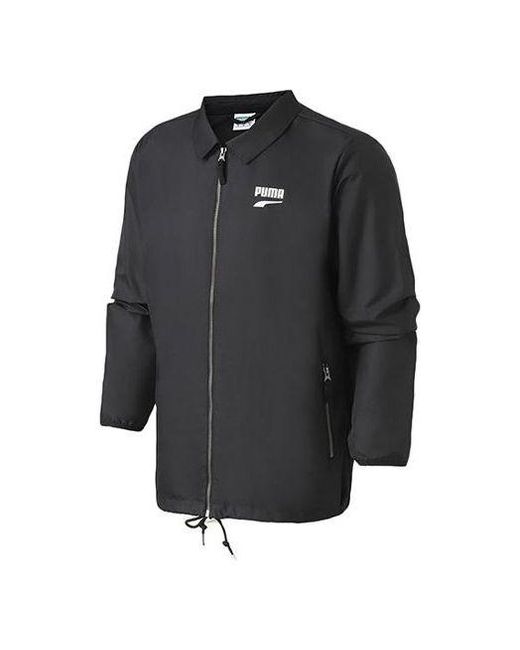 PUMA Black Downtown Casual Sports Lapel Jacket for men