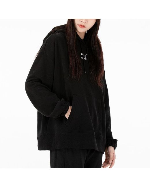 PUMA Black (Wmns) Classics Oversized Tr Embroidery Logo Hoodie