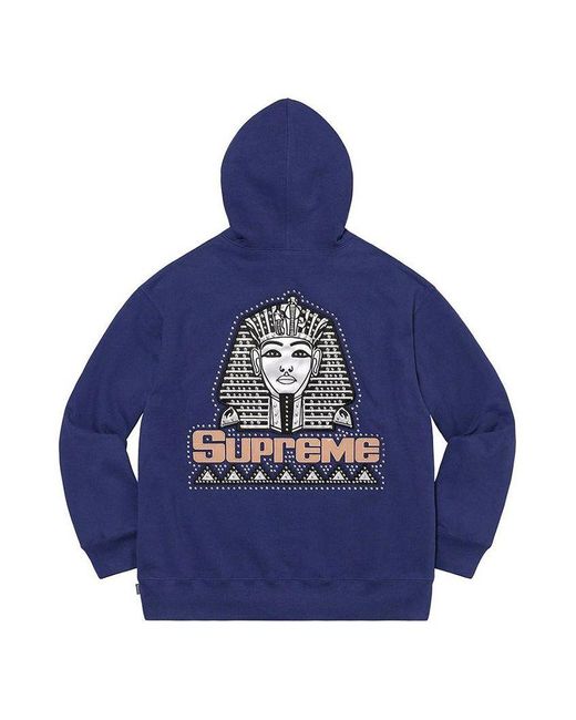 Supreme Blue Pharaoh Studded Hoodie for men