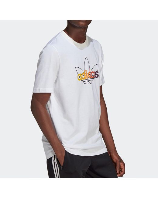Adidas White Originals Sprt Graphic Logo Printing Sport Round Neckshort Sleeve for men