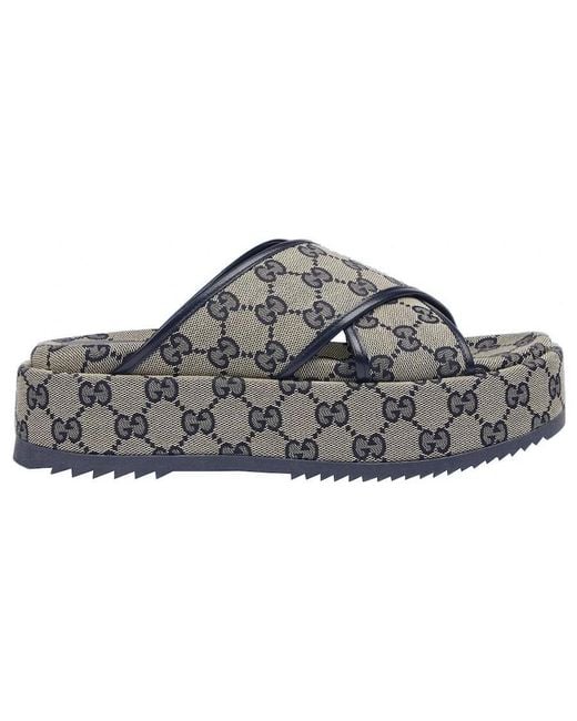 Gucci Gray (Wmns) Gg Platform Slide Sandal 'Gg Motif