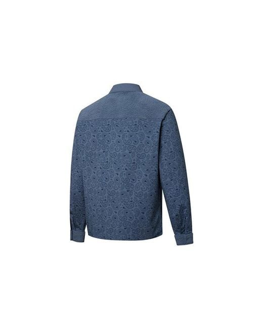 PUMA Blue Paisley Woven Shirt Cashew Pattern Multiple Pockets Jacket for men
