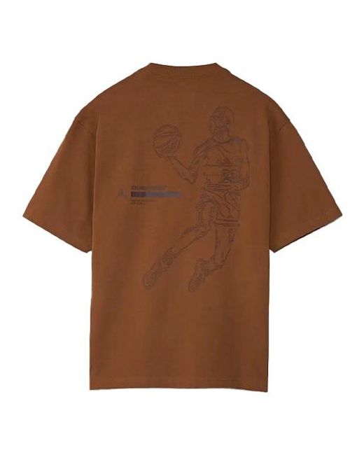 Nike 23 Engineered Basketball Sports Printing Round Neck Short Sleeve Brown for men