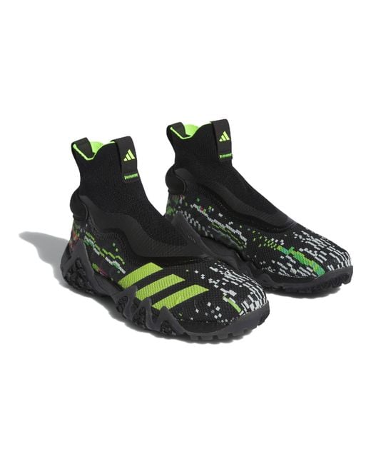Adidas Black Codechaos Laceless Primeknit Boost Lucid Lemon' for men
