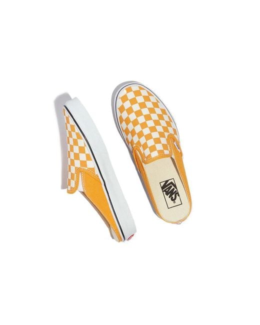 Vans Yellow Checkerboard Mule Slip-On Skate Sneakers for men