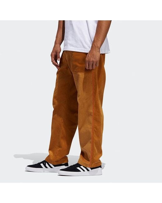 Adidas Brown Originals Corduroy Loose Sports Straight Casual Pants/Trousers for men