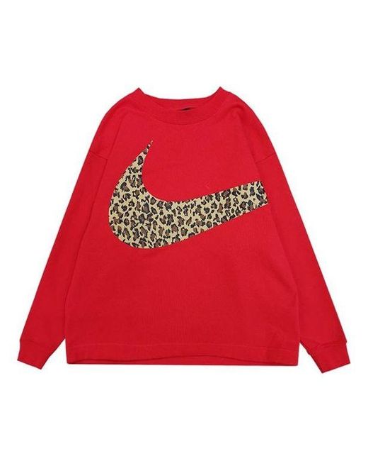 Nike Red Casual Sports Round Neck Pullover