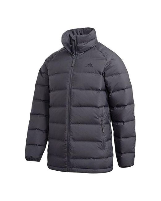 Adidas Blue Helionic Stand Collar Stay Warm Casual Sports Down Jacket for men