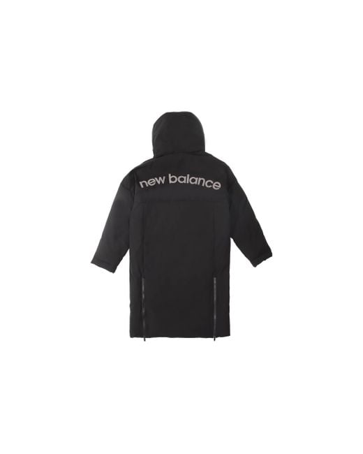New Balance Black Street Style Long Down Jacket for men